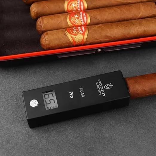 Digital Cigar Humidity Meter Portable Electric Moisture Guage Tester Reader Humidor Hygrometer Needle LCD Display Smoking Tobacco Accessories Gifts (Gray)
