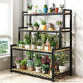4-Tier Bamboo Plant Stand - Stylish Multi-Layer Metal & Wood Flower Display Shelf for Indoor Plants, Succulents & Home Décor - Modern Staircase Planter Holder