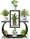 4 Tier Plant Stand Indoor, Multi Layered Iron Flower Pot Racks for Plants Multiple, Large Metal Tall Curved Oval Plant Shelf, Multiple Organizer for Garden Patio Lawn Balcony Office