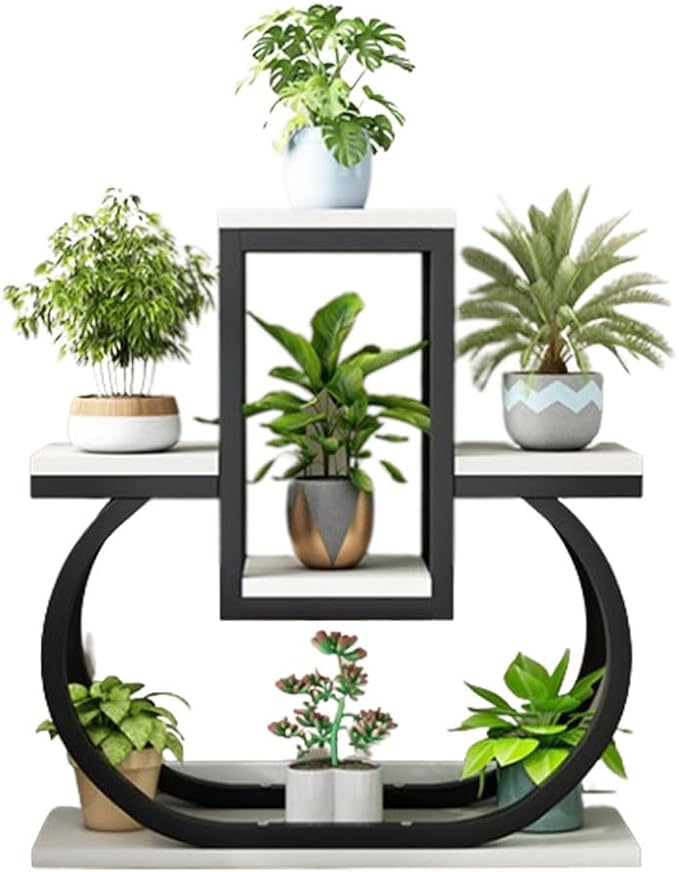 4 Tier Plant Stand Indoor, Multi Layered Iron Flower Pot Racks for Plants Multiple, Large Metal Tall Curved Oval Plant Shelf, Multiple Organizer for Garden Patio Lawn Balcony Office