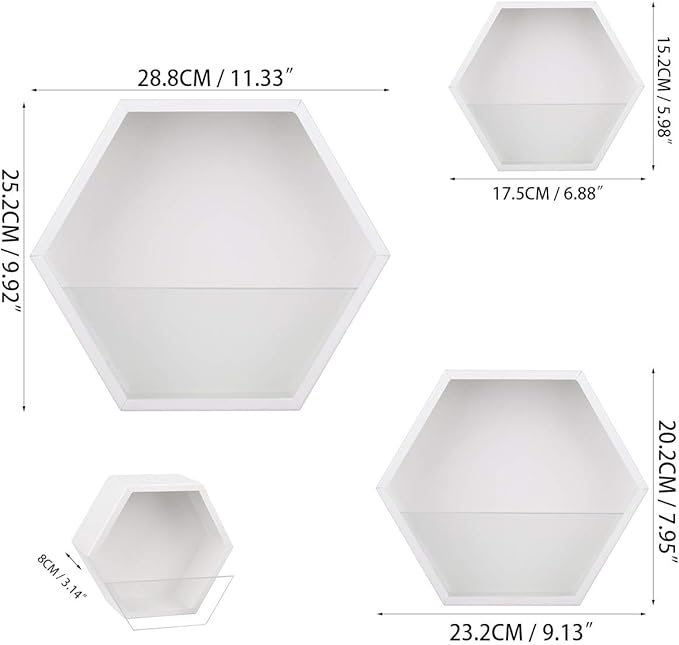 Hanging Hexagon Basket Hanging Wall Planters Metal Vase Retro Air Plant Holder Vintage Flower Pot Iron Geometric Planter Succulent Cactus Container for Wall Decor, Mixed Set of 3 (White)
