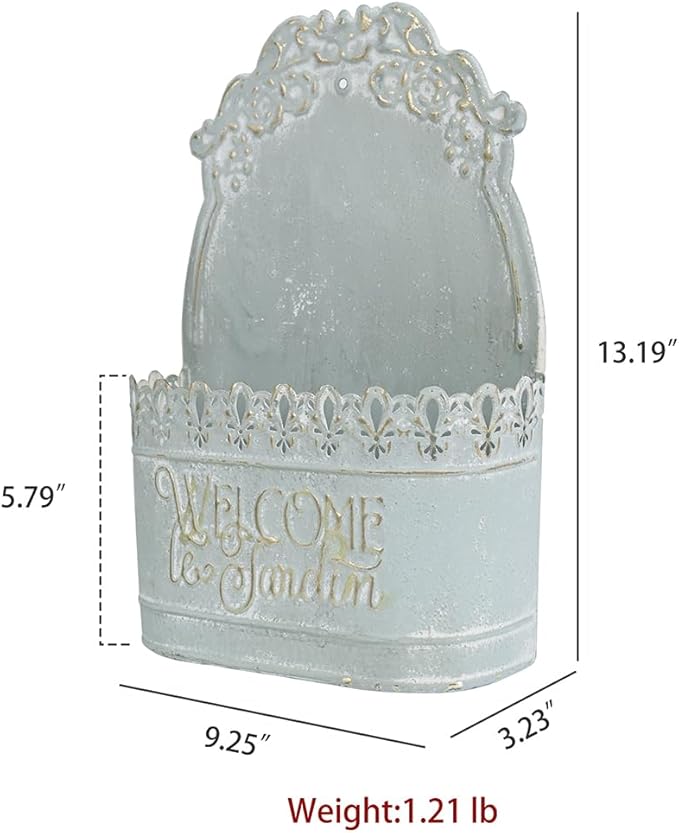 Metal Hanging Planters Wall Mount Planter Wall Vases for Flowers Shabby Chic Decor for Rustic Farmhouse Outdoor Decor Blue