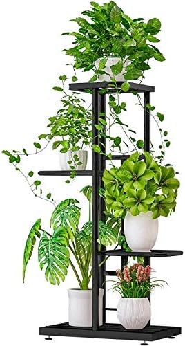 MTB Garden 4 Tier Metal Plant Stand for Indoor Outdoor Flower Pot Display Planter Shelf, Charcoal Grey