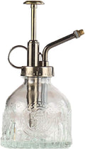 Plant Mister Glass Spray Bottle Small Plant Watering Can 6.4" Tall Retro Indoor Watering Can Bronze Plastic Top Pump for Garden Indoor Plant Sprayer (Transparent)