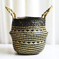1pc Handmade Bamboo Storage Baskets Nordic Foldable Laundry Straw Wicker Rattan Seagrass Belly Garden Flower Pot Planter Basket