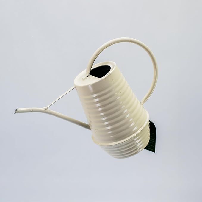 Small Watering Can, Matte Cream White, 34oz., Metal Watering Can with Long Spout, Nice Indoor Water Can, Plant Water Can for Indoor Plants
