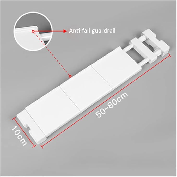 Expanding Narrow Closet Shelf Tension Rod Slim Cupboard Divider Hanger Adjustable Cabinet Organization Storage Rack Windowsill Bathroom Shelving Unit for Small Space - White