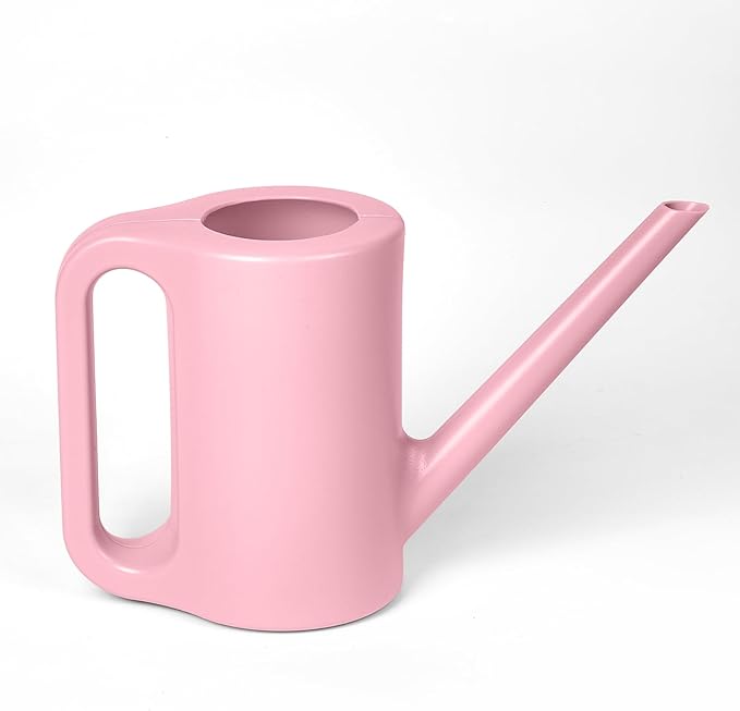Plastic Watering Can - for Indoor and Outdoor Home Garden Plants - with Long Spout - Pink - 1/4 Gallon