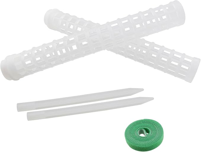 DGZZI 2PCS Plastic Moss Pole 14.6inch Vine Plant Holder with Garden Ties Climbing Shaped Plastic Climbing Plant Pole for Green Potted Plants Growing Up White