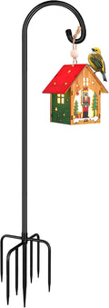 Shepherd Hook 60 Inch Tall Heavy-Duty Metal Garden Hanging Pole Stake for Bird Feeder Pole Plant Baskets, Black (1 Pack).