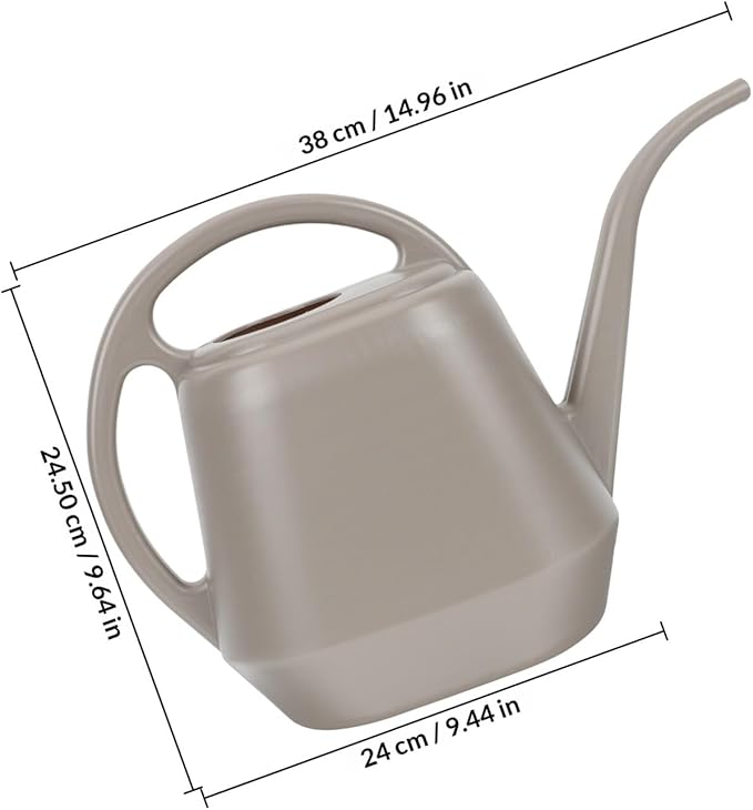 Toyvian 4l Long Spout Watering Can for Indoor Garden and Outdoor Plants Thickened Plastic Watering Pot in Coffee Color Large Capacity for Flowers and Succulents