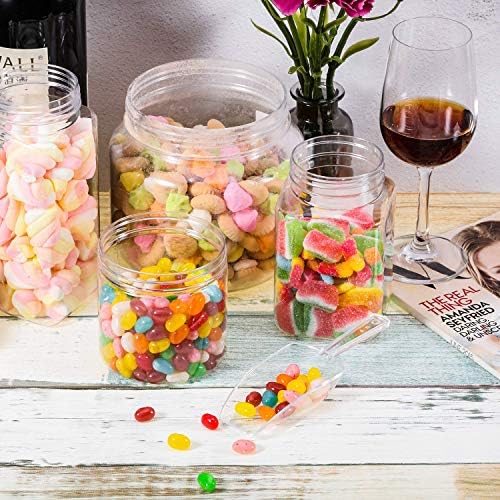 Hestya 8 Pcs Multi Purpose Clear Plastic Scoops for Candy Buffet Acrylic Kitchen Ice Food Popcorn Scoops for Protein Powders, Ice Cream, Coffee, Tea Jar (6.7 Inch)