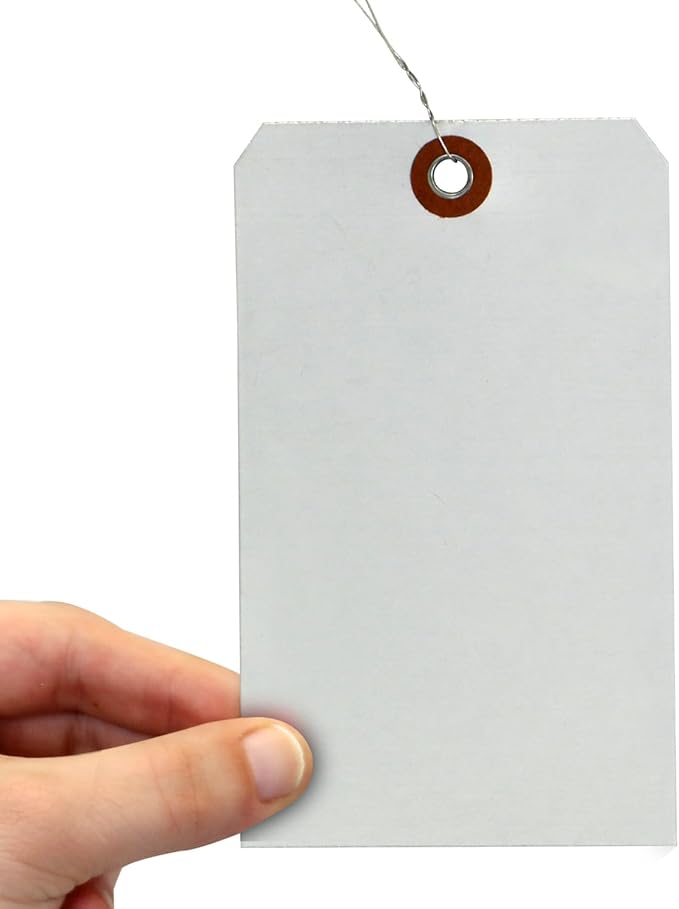 SmartSign Debossable Dead-Soft Aluminum Indentable Blank Write-On Marking Tags | 3" x 5", Pack of 100 Pre-Wired Tags