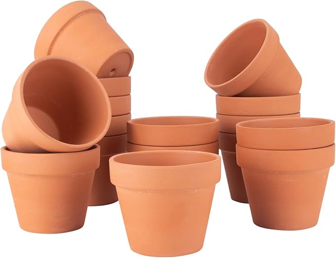 [26 Pack] 4" Planter Nursery Pots Terracotta Pot Clay Ceramic Pottery Cactus Flower Pots Succulent Plants Garden Pot (4")