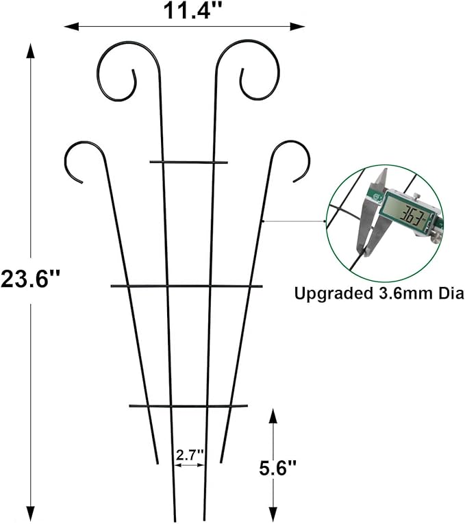 Mklsit 4 Pack 23'' Metal Garden Trellis for Climbing Plants Outdoor, Indoor Plant Trellis Support for Potted Plants, Rustproof Pot Trellis for Houseplant Flower Vines Ivy, Wave Shape, Black