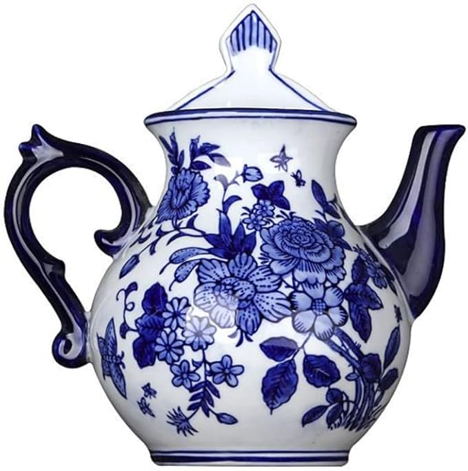 Blue & White Porcelain Wall Vase,Water Bottle Shape Hydroponic Vase Wall Planter for Indoor, Outdoor (C)