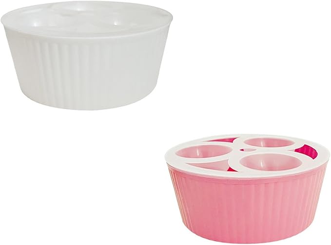 Tulip Planter, Planting Pot 3/5 Hole Design Vertically Ribbed Body Sturdy Base, Bulb Planter for Hydroponic Growing for Tulips Daffodil Bulbs(3Hole-WH+PK)