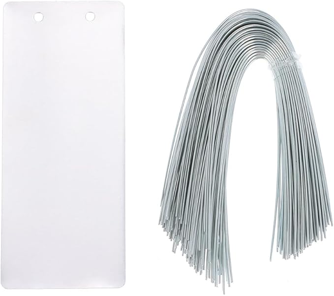 okhobby 100PCS Impress-O-Tag Blank Tags, Aluminium Write On Metal Labels Tag Outdoor Markers, with Holes for Stamping, Pets, Plants, Doors