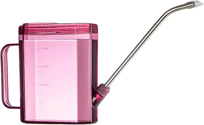 1L Small Watering Can for Indoor Plants, Lightweight Watering Can Outdoor with Long Spout, Indoor Waterings Cans for House Plants, Clear Plastic Waterings Cans for Garden Flower (Pink)