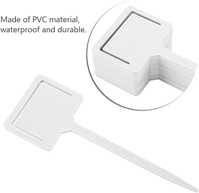 20PCS Plant Labels PVC Reusable Gardening Flower Plant Label Flower Pots Tags Garden Seed Stake Tool(White)