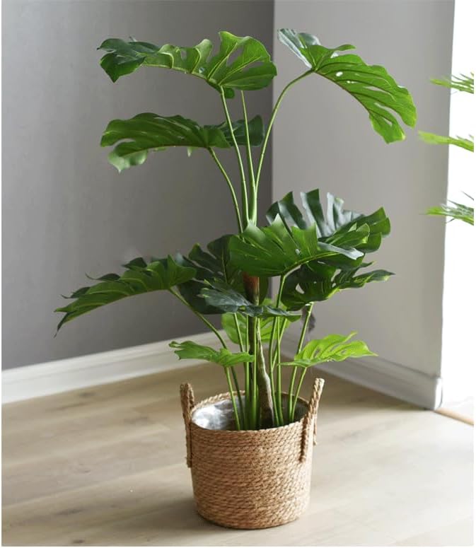 Kerio Seagrass Planter Basket Straw Plant Basket Woven Flower Plant Pot Plant Containers with Plastic Liner for Indoor Plants Laundry Room 7.9Inch