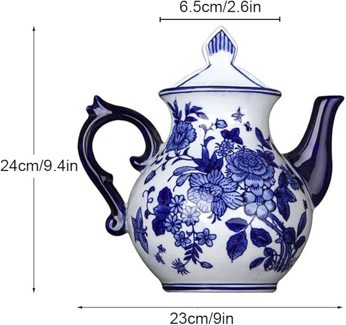 Blue & White Porcelain Wall Vase,Water Bottle Shape Hydroponic Vase Wall Planter for Indoor, Outdoor (C)