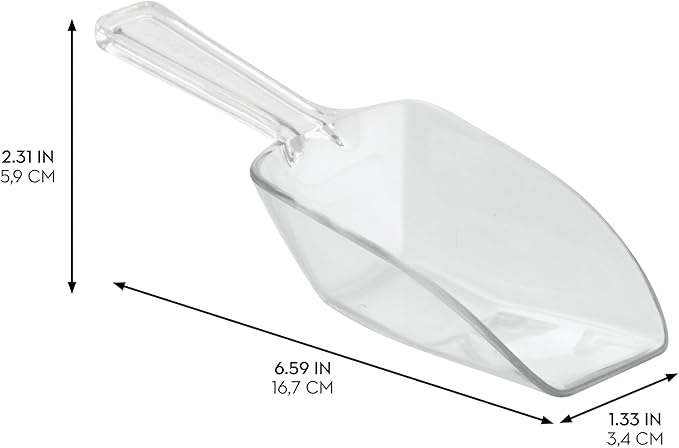 iDesign Large Plastic Scoop Measuring Cups – Set of 4, Pet Food, Coffee Grounds, Versatile Scoop, 2.25" x 1.25" x 6.5", 1/3 Cup, Clear