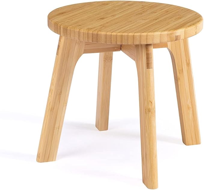 GOBAM Bamboo Step Stool, 10.65 Inches - Portable Wooden Stool for Adults, Kids, Kitchen, Bathroom, Bedroom, Toy Room - 300 lbs Capacity