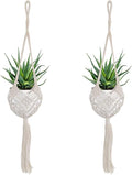 2 Pack 90CM (35inch) Extra Long Macrame Plant Hangers, up to 8 inch Pot Hanging Planter with Patterns, Premium Cotton Rope Crochet Boho Hanging Planter Basket for Indoor & Outdoor Plants(Off-white)