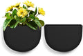 Asnext 2 Pack Wall Hanging Planter Pots for Indoor and Outdoor Plants, 7 Inch Half-Moon-Shaped Plastic Wall Planter, Wall Mounted Succulent Planters (Black)