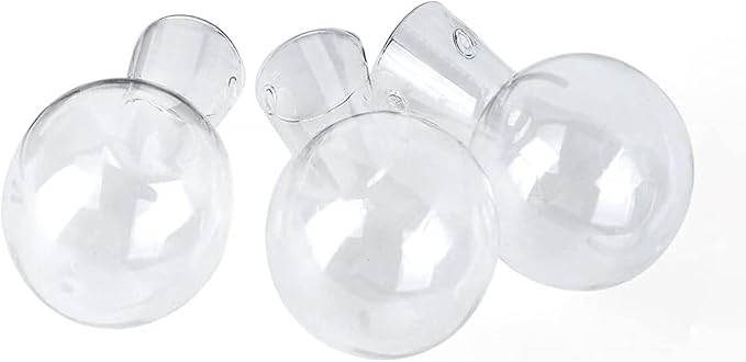 Kingbuy Bulb Glass Vase with Side-Hole (Hole to Hole Opening Dia.: 1.18 in) for Replacement Planter Terrarium with Wooden Stand Accessories Desktop Hydroponics Water Plant Propagation Station, 2 Pack