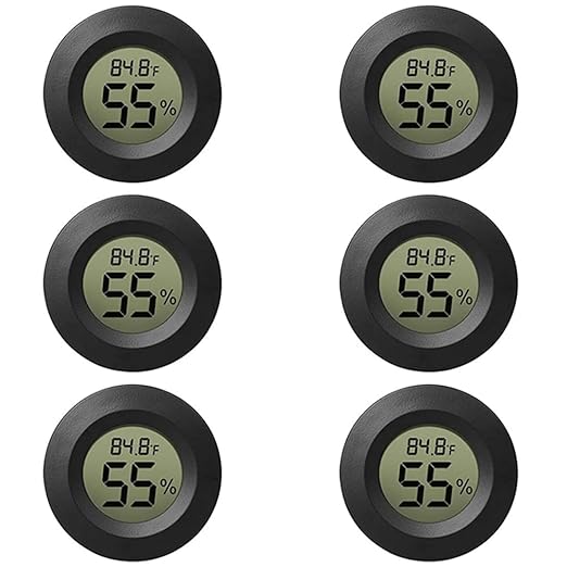6-Pack Mini Hygrometer Thermometer Digital LCD Monitor Indoor/Outdoor Humidity Meter Gauge Temperature for Humidifiers Greenhouse Reptile Fahrenheit(℉)/ Celsius(℃)