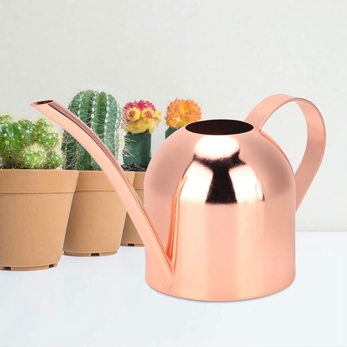 Watering Can Stainless Steel Bonsai Watering Can with Long Spout for House Plants Garden Flower,500ml (Rose Gold)
