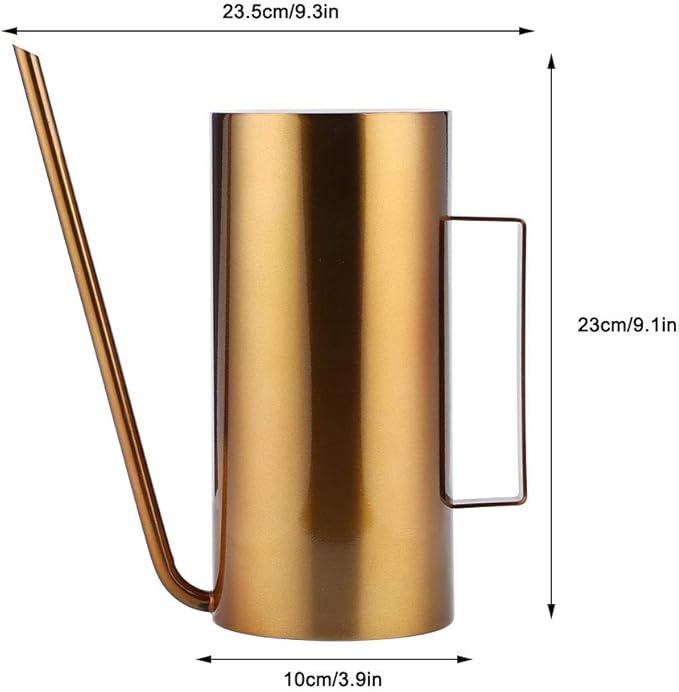 Watering Can 50oz/1.5L Stainless Steel Long Spout House Bonsai Plants Garden Pot Flower Watering Can Irrigation Tool(Gold)