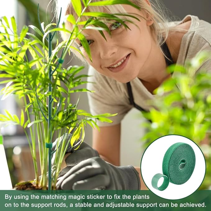 22pack Stackable Plant Support Stakes Climbing Plant Support Structures Stem Holder Structures Frame Plants Holder Stick Moss Pole for Supports(Color:Green)