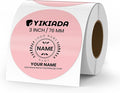 Pink Circle Thermal Labels Vinyl 3 Inch Self-Adhesive Round Stickers Roll Waterproof Printer Decals Name Tag for QR Code DIY Office Address 500 PCS