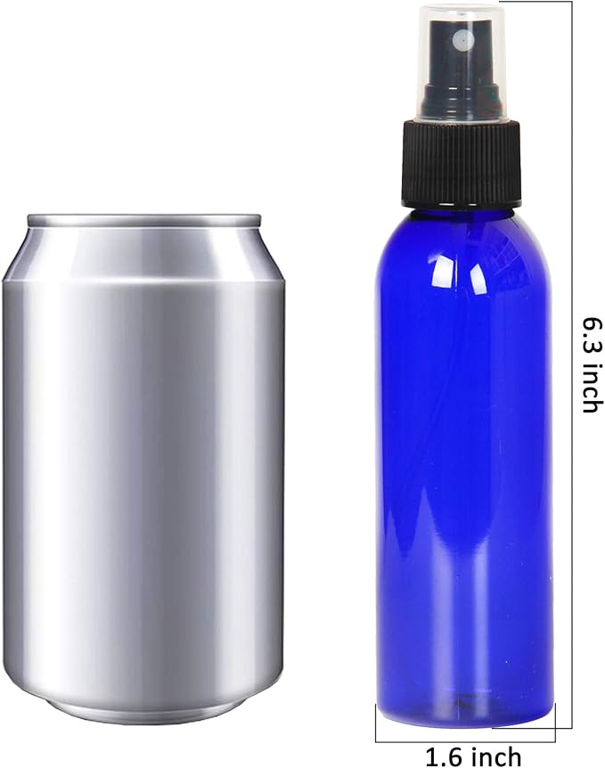 Youngever 10 Pack Spray Bottles 4 Ounce, Refillable Plastic With Lids, Empty Fine Mist Mini Travel Bottles (Blue)