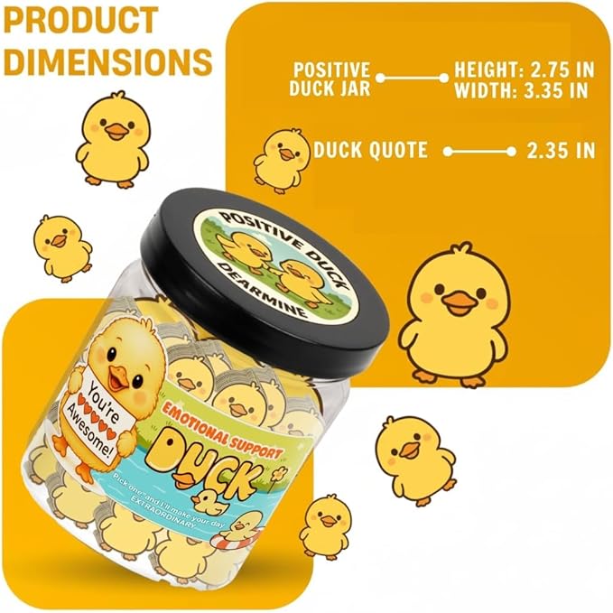 DEARMINE Positive Duck Jar with 60 Daily Affirmation Cards, Emotional Support Gift, Duck Gift for Women, Birthday for Girls, Inspirational Gifts for Women, Back to School Student Present
