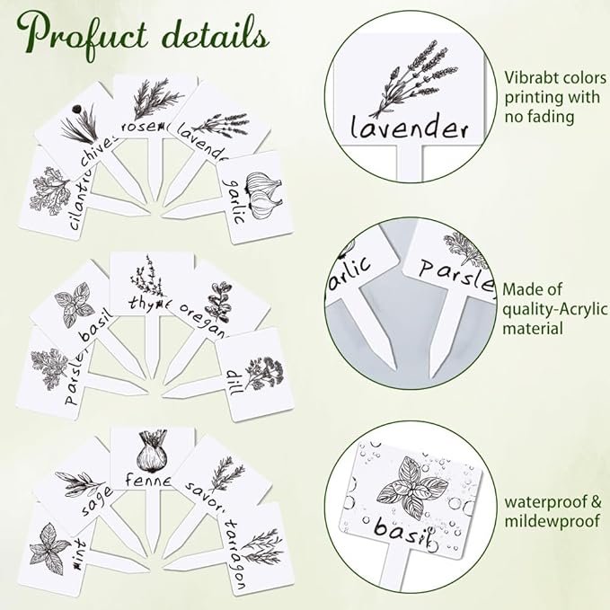 arricraft 15 Pcs Funny Acrylic Plant Labels, 15 Styles Colorful Signs with Printed Words Tags for Indoor Outdoor Greenhouse Potted Seed Herbs Patio Supplies