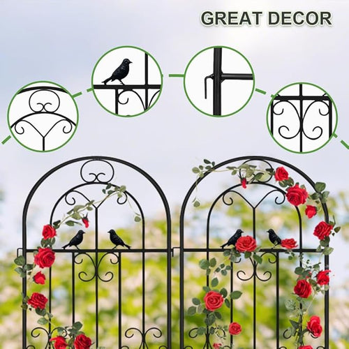 2 Pack Metal Garden Trellis, 86.7" H x 19.7" W Black Coated Wire Lattice Panel, Sturdy Plant Support for Climbing Roses Vines Cucumber Vegetables Outdoor Patio Yard