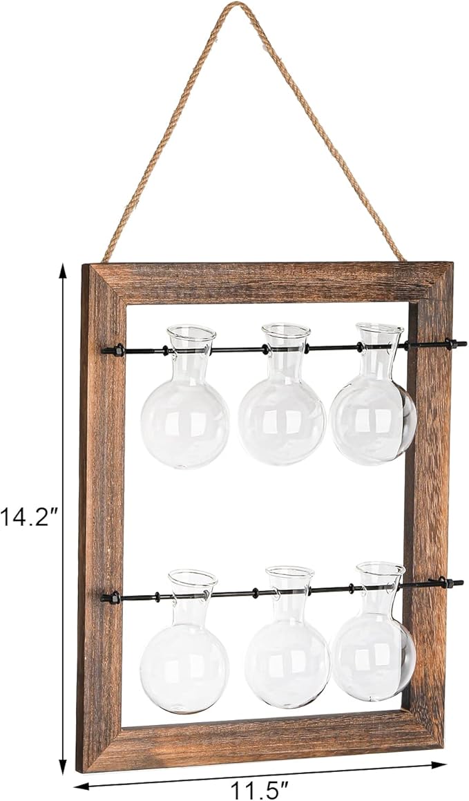 Elsjoy Wall Hanging Propagation Station, Hanging Glass Terrarium Wall Planter Vase for Hydroponics Plants, Home Decor