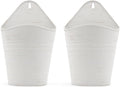 Hosley Set of 2 White Wall Planter with PVC Linner 6.25" L x 4" W x 10" H, Ideal Gift for Floral Arrangements Wedding Home Office Party DIY Indoor Outdoor Garden Patio