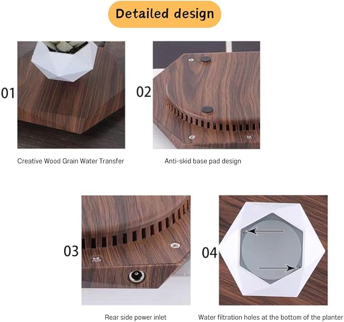 MOOCCI Floating Plant Pot Magnetic Levitating Plant Pot for Succulents, Air Bonsai and Fake Flowers and Plants, Home Office Desk Decor, Gift for Easter, Mother's, Father's Day (Brown)