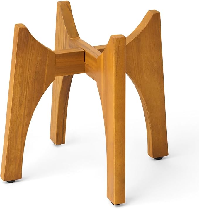 KUTE NEST Acacia Wood Plant Stand - Elegant Match for Corso/Arco Planter, Small Indoor Solid Wood Plant Holder with Golden Teak Finish for Modern Home Decor (Golden Teak, High - Small)