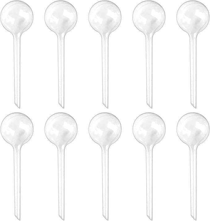 Plant Watering Globes, Self Watering Bulbs for Indoor & Outdoor Plants, Plastic Self-Watering Balls Irrigation Device Automatic Water System (Clear, Large 10 Pack)