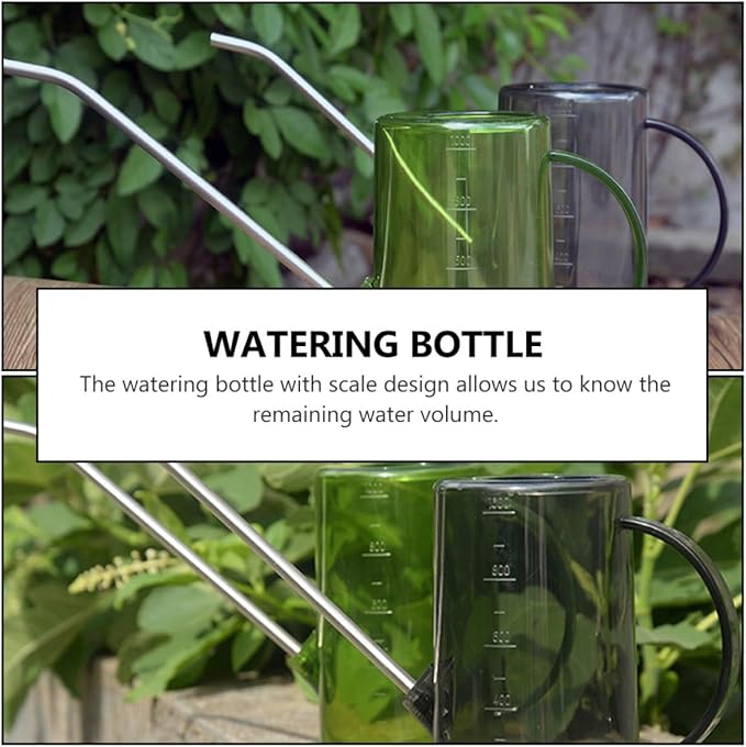 Beaupretty 2pcs 1000ml Long Spout Watering Cans 304 Stainless Steel Watering Kettles with Measurement Markings for Indoor Succulent and Garden Plant Care