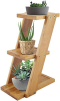 EBTOOLS Small Plant Stand, 3 Tiers Bamboo Desktop Plant Stand , 9.8x7.1x3.6 inch Indoor Outdoor Corner Small Multi Tiered Mini Plant Shelves for Multiple Plants
