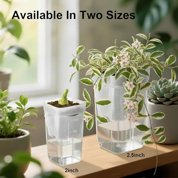 10 Pack 2.5 inch Small self Watering pots for Indoor Plants,semi hydroponic pots for leca and pon,Clear Plastic Plant Pot for Propagation,Seedling,Cutting and African Violet (Clear, 2.5 inch)