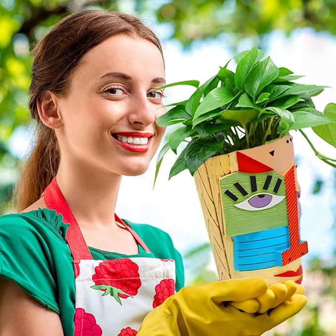 Midogaigai Abstract Face Planters Pots Head,Unique Head Planter for Indoor Plants,Funny Face Flower Pot,Colorful Plant Pots for Outdoor Garden Decor and Home Art Decoration(Eclectic)