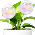 Bvrbaory 2 Pcs Iridescent Self Watering Globes,Rainbow Plant Watering Insert,Automatic Plant Waterer Glass Bulbs,Clear Glass Plant Water Globes for Indoor and Outdoor